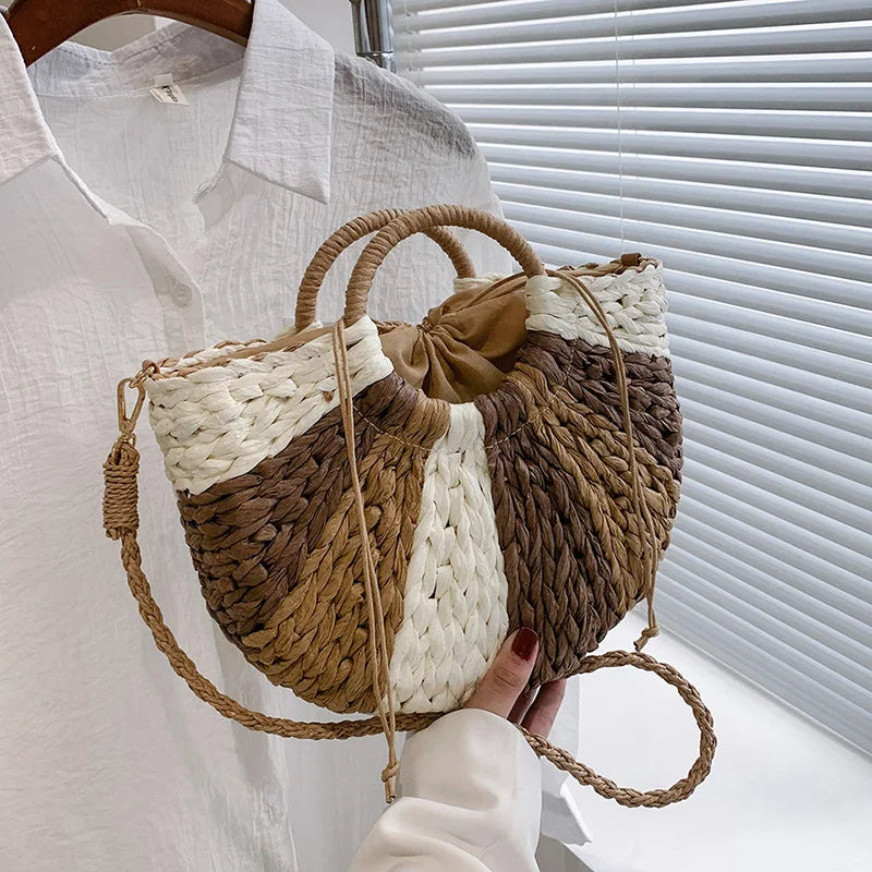 Sac, panier bohème en paille, tressé – l’échappées belles