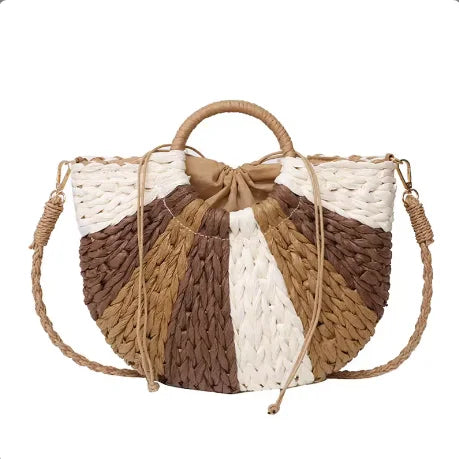 Sac, panier bohème en paille, tressé – l’échappées belles