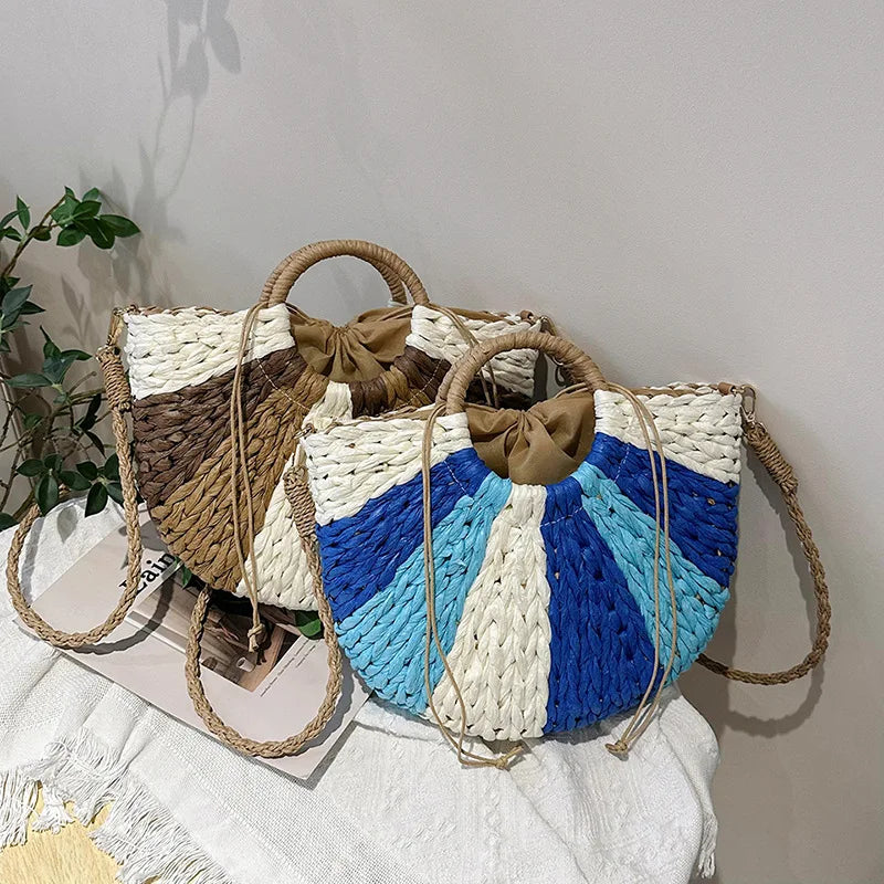 Sac, panier bohème en paille, tressé – l’échappées belles