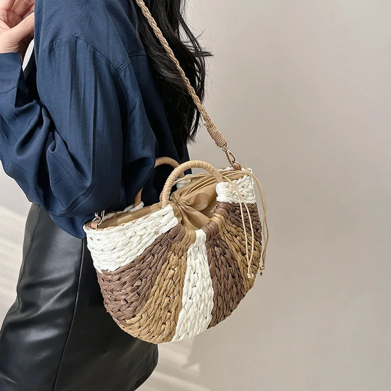 Sac, panier bohème en paille, tressé – l’échappées belles