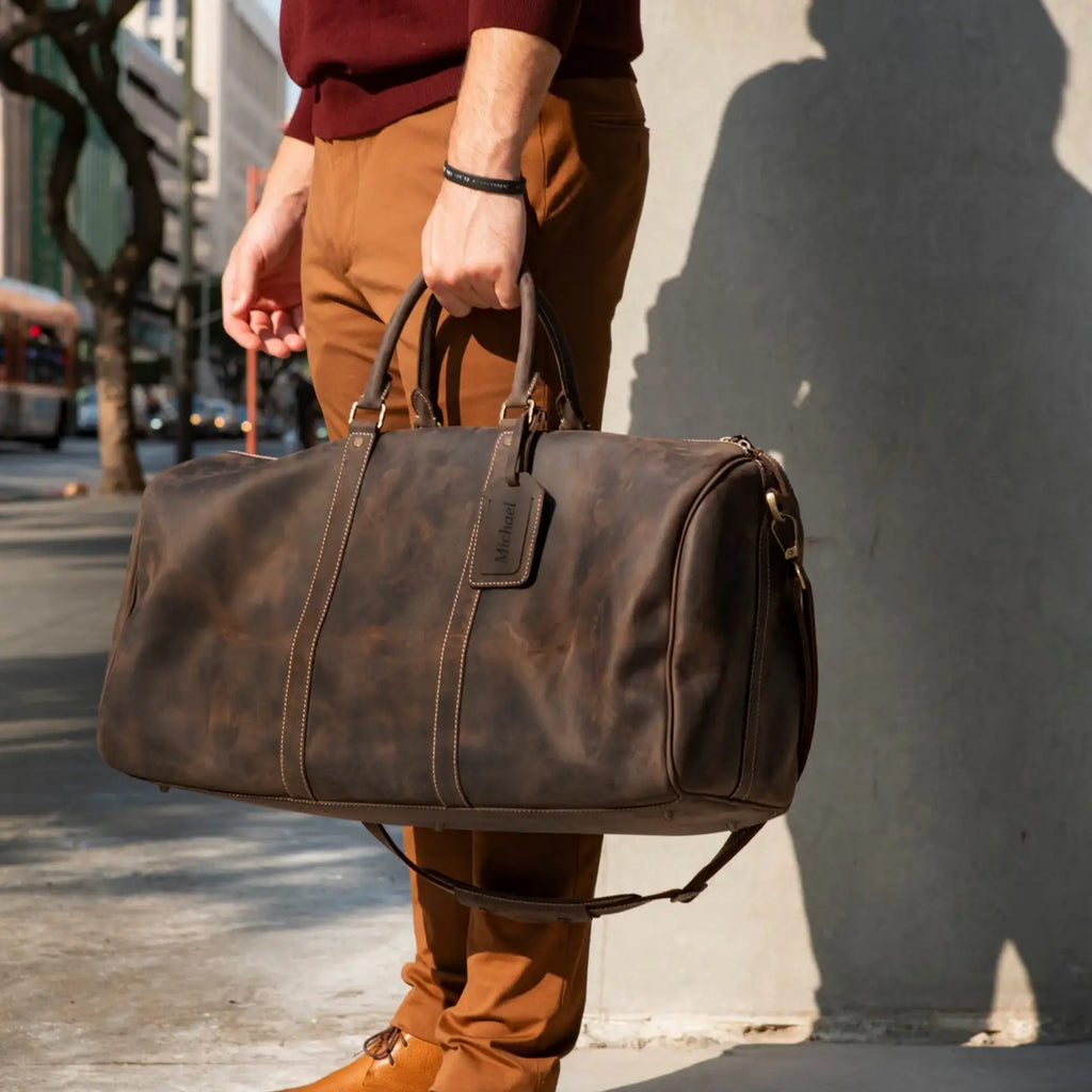 Sac de voyage en cuir vintage, le grand nomade