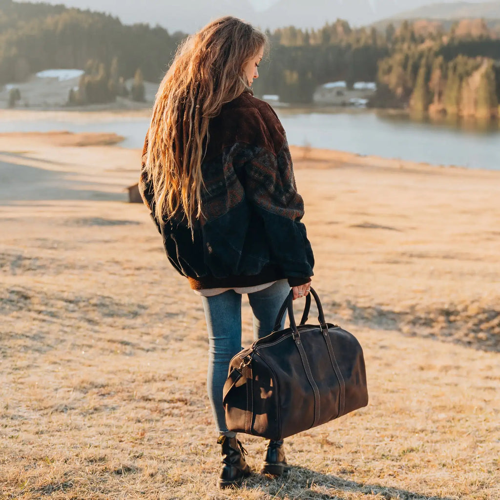 Sac de voyage en cuir vintage, le grand nomade